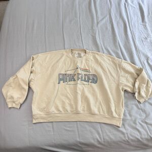 Pink Floyd Sweater Womens S Yellow Crop Sweatshirt Fleece Crew Neck Graphic